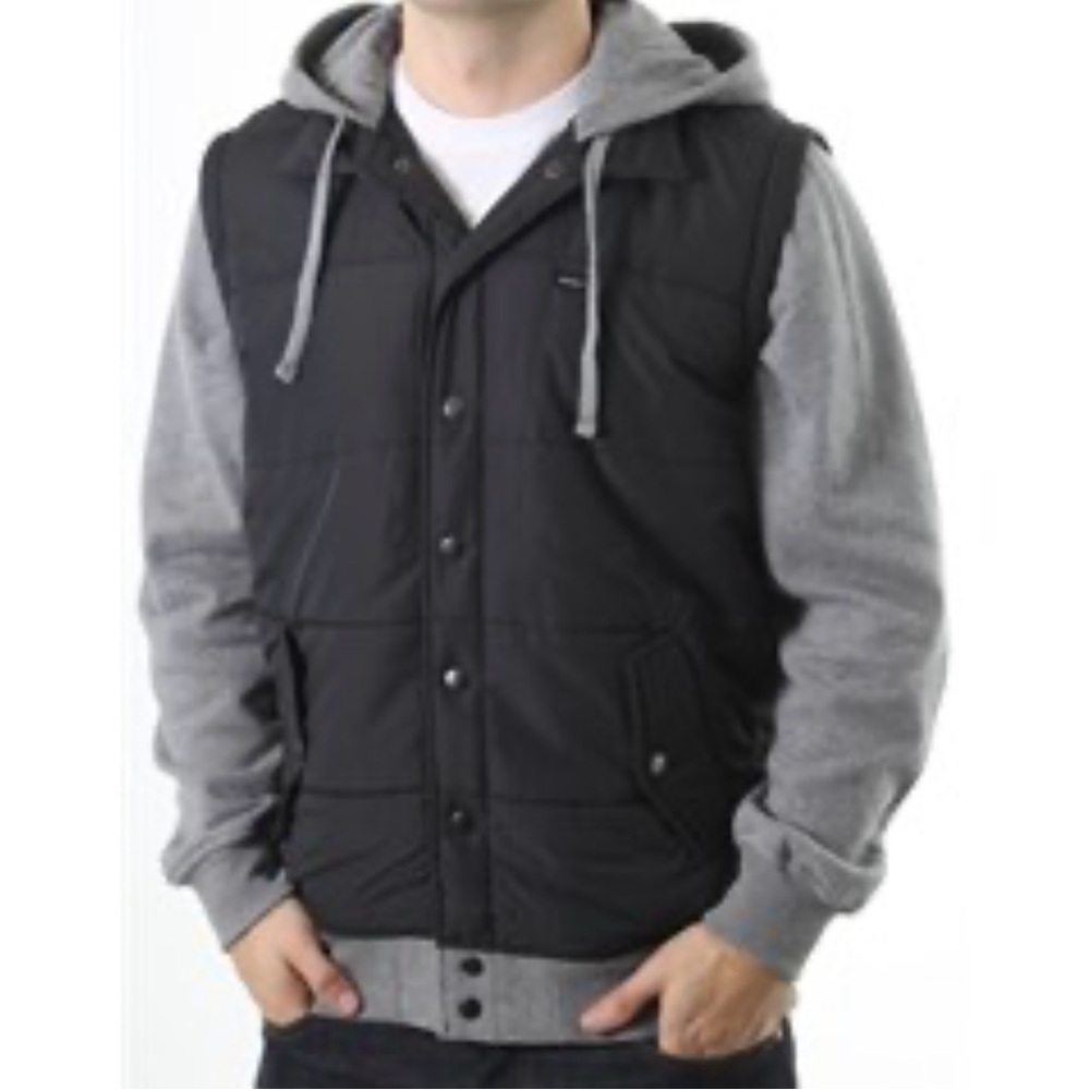 🩶 RVCA Vintage Gray Hoodie Vest Jacket